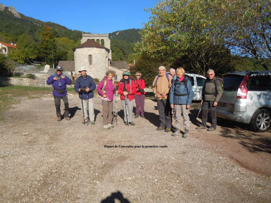 Dpart de Concoules pour la premire rando