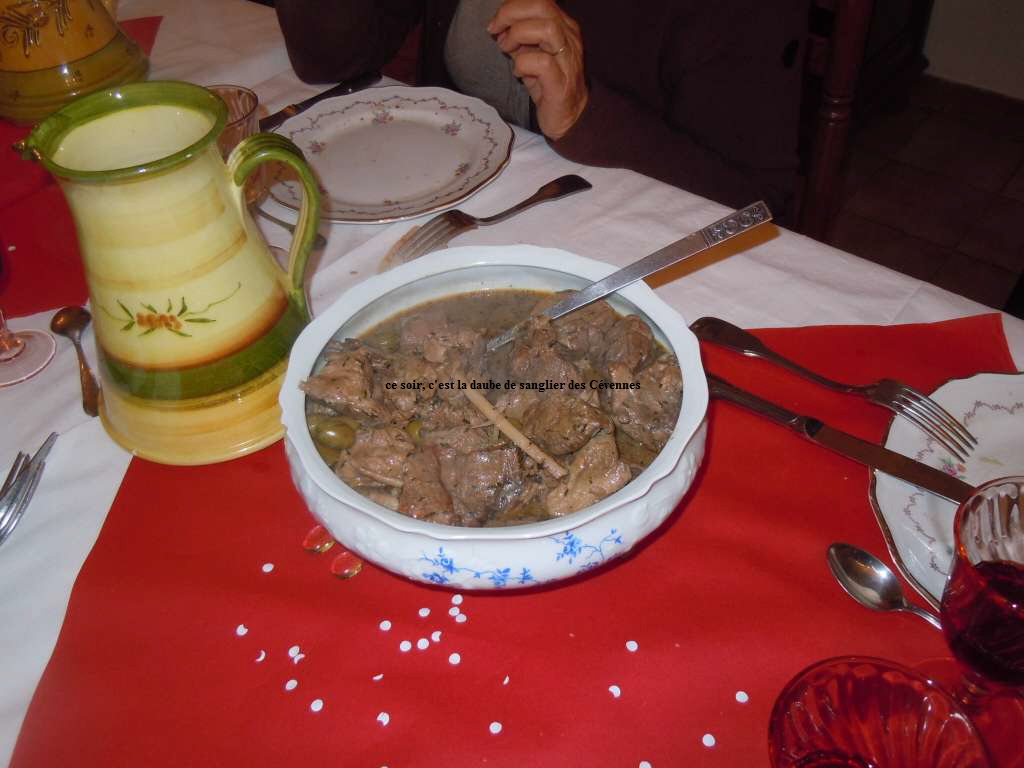 ce soir, c'est la daube de sanglier des Cvennes
