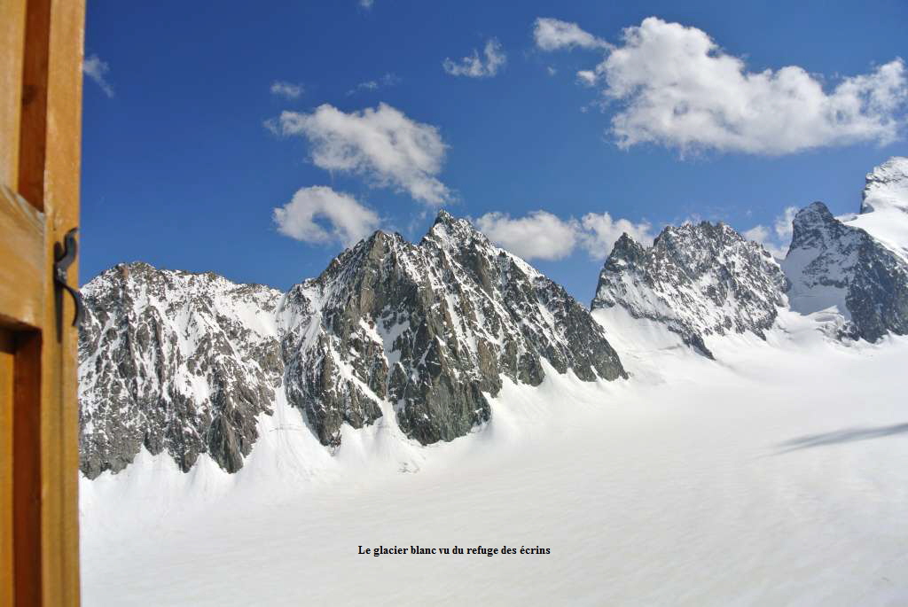 Le glacier blanc vu du refuge des crins